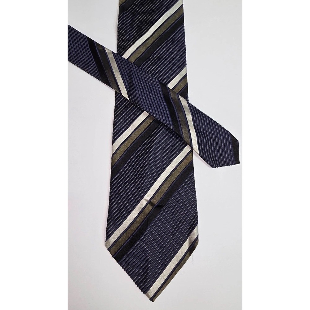 Bugatchi Uomo Traditional Necktie Men One Size Blue Silk Striped Luxury Designer